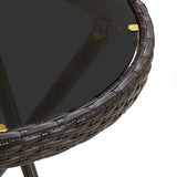 Tea Table Brown 60 cm Poly Rattan and Tempered Glass - Top-Down View