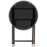 Tea Table Brown 60 cm Poly Rattan and Tempered Glass - 45-Degree Angle