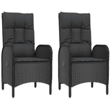 Outdoor Chairs 2 pcs Poly Rattan Black - Front View