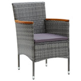 Garden Dining Chairs 4 pcs Poly Rattan Grey - Front View