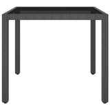 Garden Table Black 90x90x75 cm Poly Rattan - Front View
