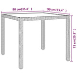 Garden Table Grey 90x90x75 cm Poly Rattan - 45-Degree Angle