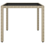 Garden Table Beige 90x90x75 cm Poly Rattan - Front View