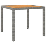Garden Table Grey 90x90x75 cm Poly Rattan