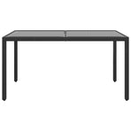 Garden Table 150x90x75 cm Tempered Glass and Poly Rattan Black