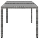 Garden Table 150x90x75 cm Tempered Glass and Poly Rattan Grey