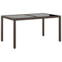 Garden Table 150x90x75 cm Tempered Glass and Poly Rattan Brown