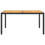 Garden Table 150x90x75 cm Acacia Wood and Poly Rattan Black
