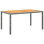 Garden Table 150x90x75 cm Acacia Wood and Poly Rattan Grey