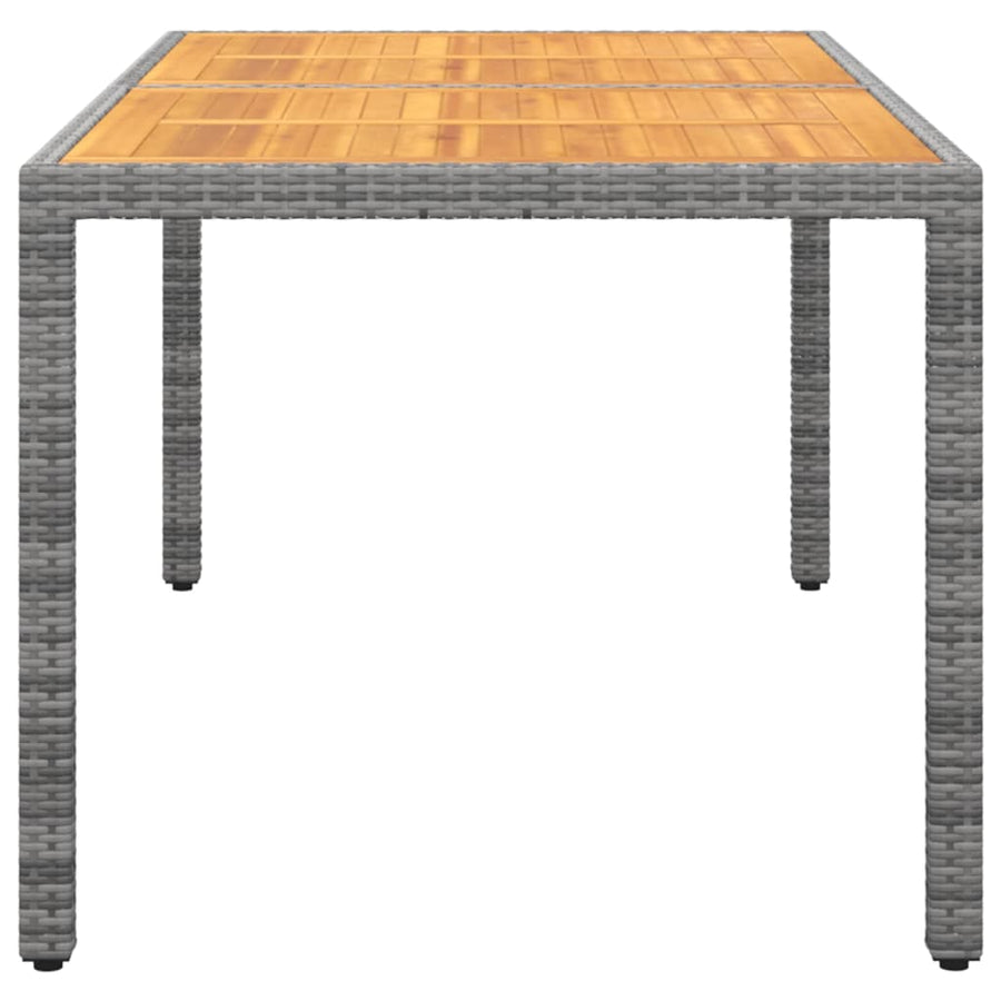 Garden Table 150x90x75 cm Acacia Wood and Poly Rattan Grey