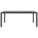 Garden Table 190x90x75 cm Tempered Glass and Poly Rattan Black