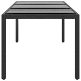Garden Table 190x90x75 cm Tempered Glass and Poly Rattan Black
