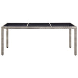 Garden Table Grey 190x90x75 cm Poly Rattan