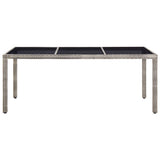 Garden Table Grey 190x90x75 cm Poly Rattan - Front View