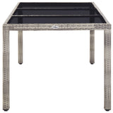 Garden Table Grey 190x90x75 cm Poly Rattan - Side View
