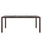 Garden Table 190x90x75 cm Tempered Glass and Poly Rattan Brown