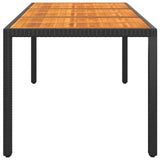 Garden Table 190x90x75 cm Acacia Wood and Poly Rattan Black