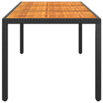 Garden Table 190x90x75 cm Acacia Wood and Poly Rattan Black