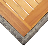 Garden Table Grey 190x90x75 cm Poly Rattan and Acacia Wood - Top-Down View