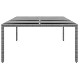 Garden Table 200x150x75 cm Tempered Glass and Poly Rattan Grey - Side View