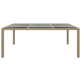 Garden Table 200x150x75 cm Tempered Glass and Poly Rattan Beige