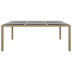 Garden Table 200x150x75 cm Tempered Glass and Poly Rattan Beige