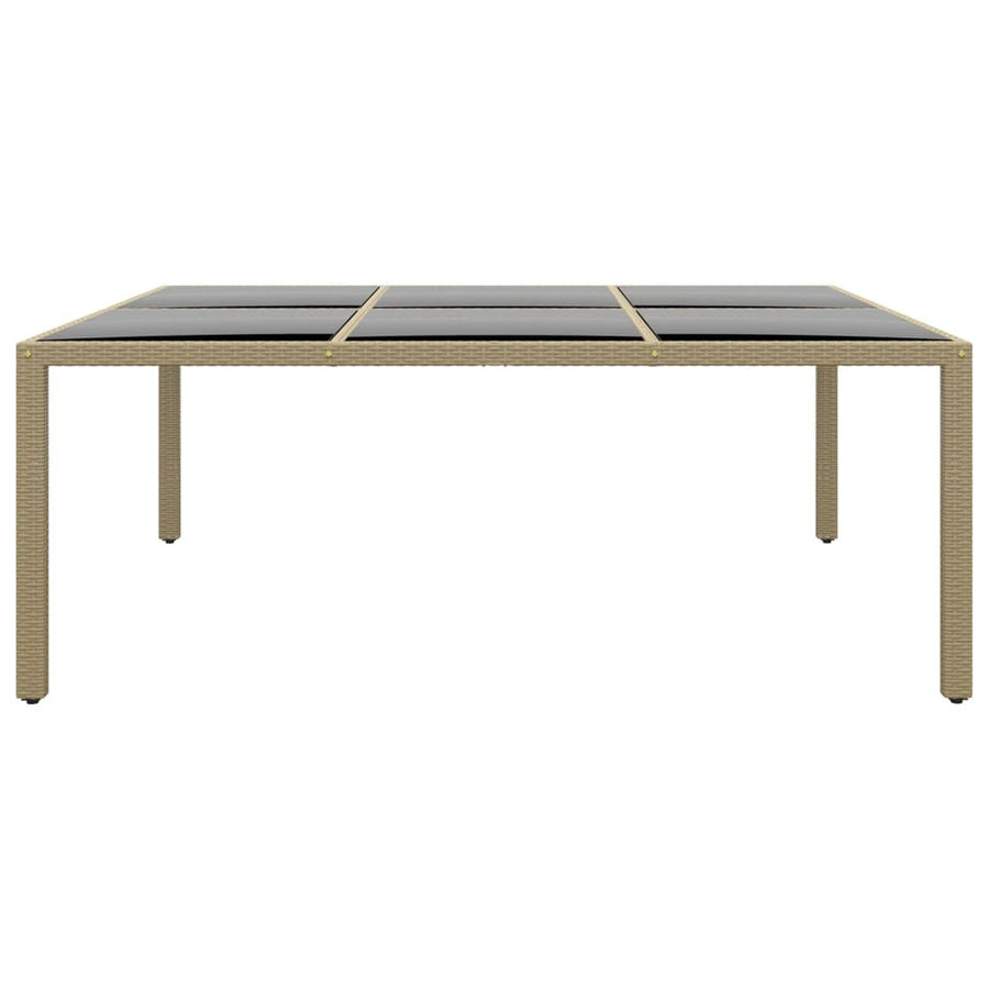 Garden Table 200x150x75 cm Tempered Glass and Poly Rattan Beige