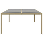 Garden Table 200x150x75 cm Tempered Glass and Poly Rattan Beige
