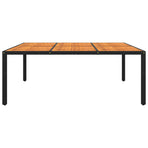 Garden Table 200x150x75 cm Acacia Wood and Poly Rattan Black