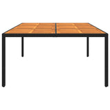 Garden Table 200x150x75 cm Acacia Wood and Poly Rattan Black