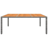 Garden Table 200x150x75 cm Acacia Wood and Poly Rattan Grey - Front View