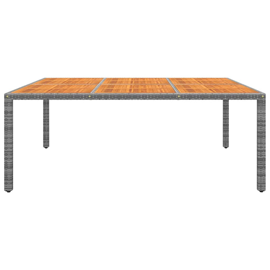 Garden Table 200x150x75 cm Acacia Wood and Poly Rattan Grey