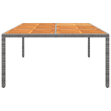 Garden Table 200x150x75 cm Acacia Wood and Poly Rattan Grey