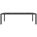 Garden Table 250x100x75 cm Tempered Glass and Poly Rattan Black