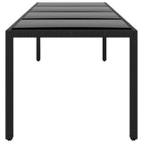 Garden Table 250x100x75 cm Tempered Glass and Poly Rattan Black