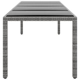 Garden Table 250x100x75 cm Tempered Glass and Poly Rattan Grey - Side View