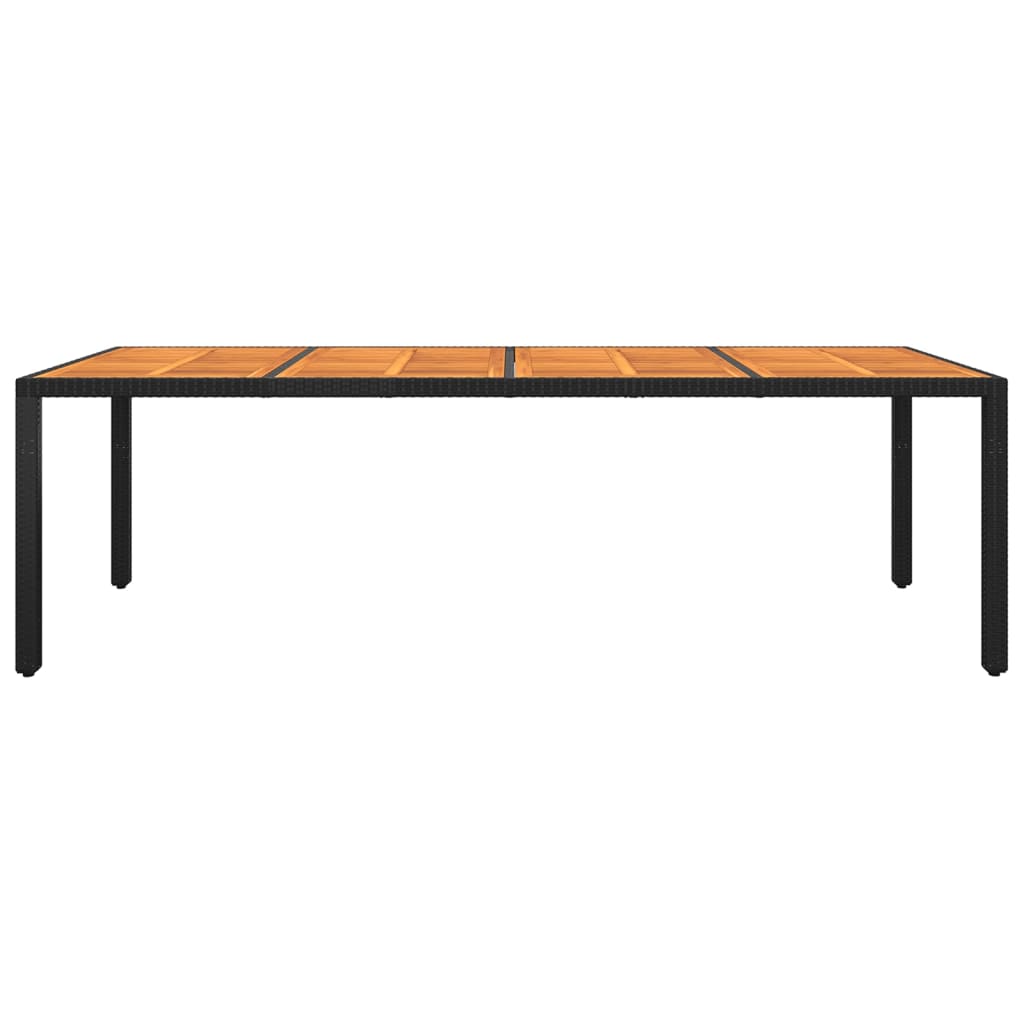 Garden Table 250x100x75 cm Acacia Wood and Poly Rattan Black
