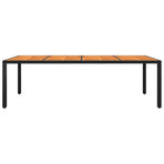 Garden Table 250x100x75 cm Acacia Wood and Poly Rattan Black