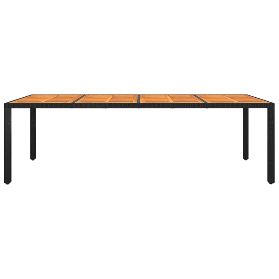 Garden Table 250x100x75 cm Acacia Wood and Poly Rattan Black