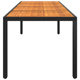 Garden Table 250x100x75 cm Acacia Wood and Poly Rattan Black