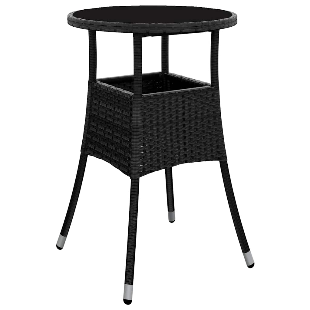 Garden Table ?0x75 cm Tempered Glass and Poly Rattan Black