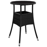 Garden Table ?0x75 cm Tempered Glass and Poly Rattan Black