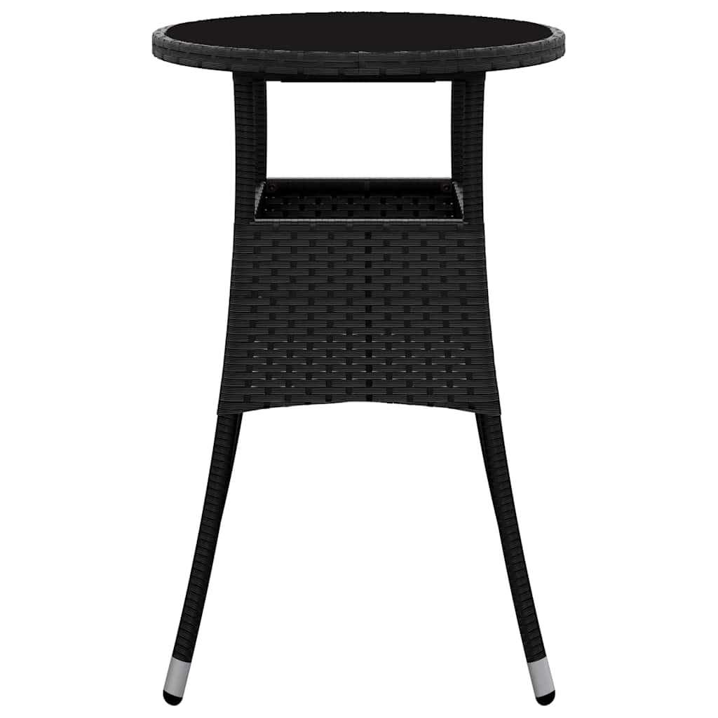 Garden Table ?0x75 cm Tempered Glass and Poly Rattan Black