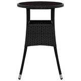 Garden Table ?0x75 cm Tempered Glass and Poly Rattan Black