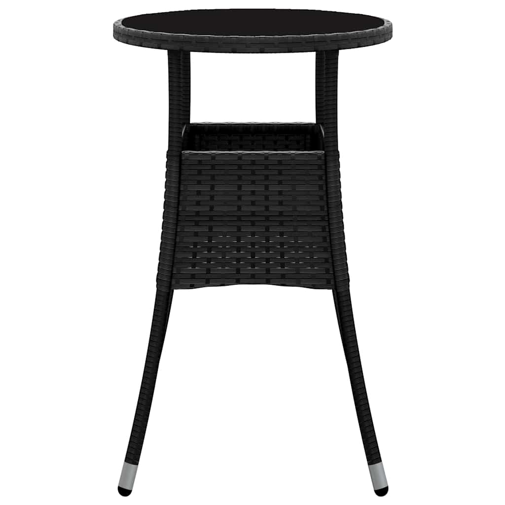 Garden Table ?0x75 cm Tempered Glass and Poly Rattan Black