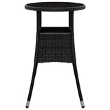 Garden Table ?0x75 cm Tempered Glass and Poly Rattan Black