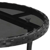 Garden Table ?0x75 cm Tempered Glass and Poly Rattan Black