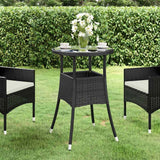Garden Table ?0x75 cm Tempered Glass and Poly Rattan Black