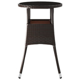 Garden Table ?0x75 cm Tempered Glass and Poly Rattan Brown