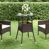 Garden Table ?0x75 cm Tempered Glass and Poly Rattan Brown